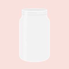 Mason jar in flat vector style. Glass, cup for smoothie.