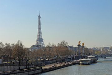 Fototapeta na wymiar La Seine et la Tour Eiffel