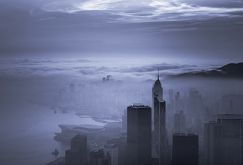 Obraz premium Misty & Cloudy view at Hong Kong