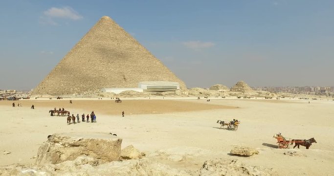CAIRO, EGYPT - FEBRUARY 04, 2016: View of Great pyramid of Giza, also known as Pyramid of Khufu or the Pyramid of Cheops