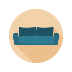 Blue couch color flat icon for web and mobile design