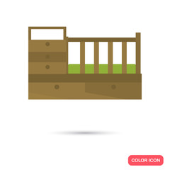 Children's bed color flat icon for web and mobile design