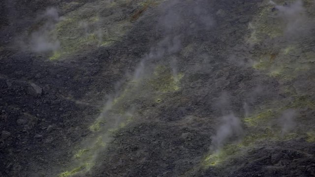 The incredible vulcano island off the coast of Sicily, Italy. vulcano has constant sulphurous fumes coming up through its vents in the crator