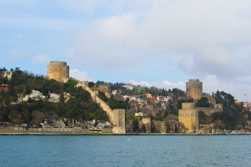 Fototapeta na wymiar Rumelian Castle fortress located on the Bosphorus in Istanbul, Turkey