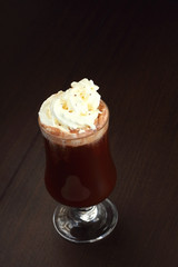 Chocolate milk and wipping cream.