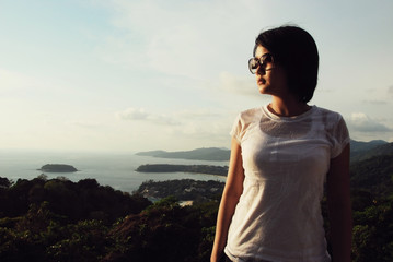 Young woman looking at sea view