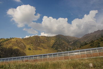 Tien Shan mountains Shymbulak ski resort at summer time, Almaty, Kazakhstan