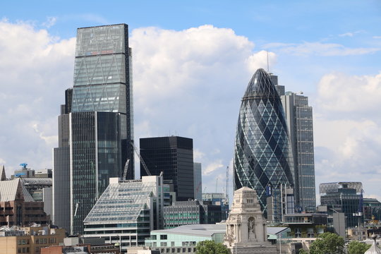 Panoramic view of London in England, view to the Gherkin, United Kingdom 