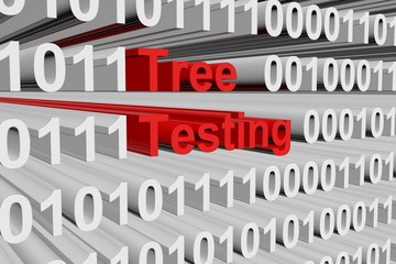 Tree testing in the form of binary code, 3D illustration