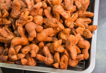 Sausage fried.is a street food in Thailand.
