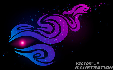 Fototapeta premium Glowing pattern and eye purple-blue color