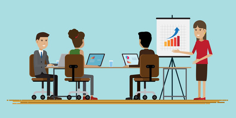 Group business people meeting room characters illustration vector