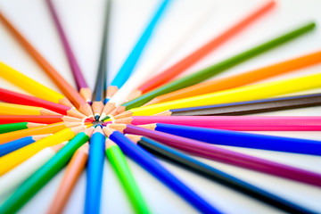 Fototapeta premium Sharp colorful pencils in circle