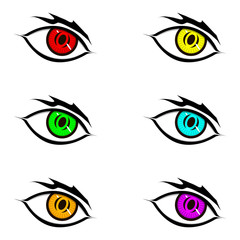 Eyes in flat style multicolor