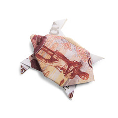 origami turtles from banknotes