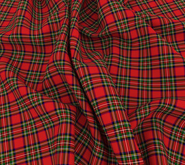 3d bright Scottish tartan plaid fabric cloth