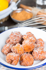 Homemade fritters with sugar