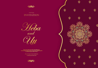Wedding or invitation card  vintage style  with  crystals  abstarct pattern background  ,vector element eps10 illustration,indian,islam,wedding,invitation
