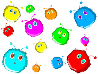 Round fluffy monsters for children