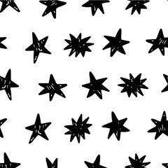Hand Drawn Stars Seamless Pattern Background