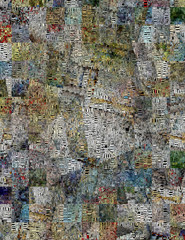 Geometric abstraction  Image composed entirely of words, text 