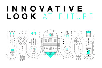 Trendy Innovation systems layouts in polygonal contour line composition, future analysis and technology operations. Made in awesome geometry style with linear pictogram of future for web design.