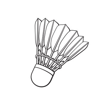 Vector illustration. Hand drawn doodle of shuttlecock for badminton from bird feathers. Sports equipment. Cartoon sketch. Decoration for greeting cards, posters, emblems, wallpapers