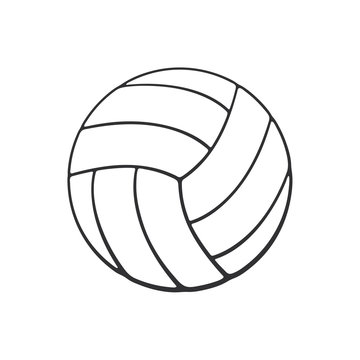 Vector illustration. Hand drawn doodle of leather volleyball ball. Sports equipment. Cartoon sketch. Decoration for greeting cards, posters, emblems, wallpapers
