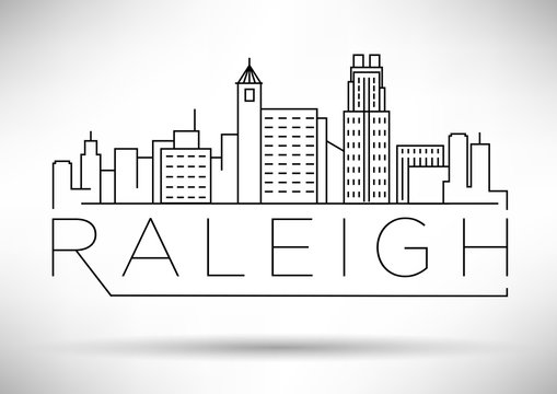 Minimal Raleigh Linear City Skyline with Typographic Design