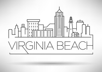 Fototapeta na wymiar Minimal Virginia Beach Linear City Skyline with Typographic Design