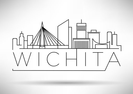 Minimal Wichita Linear City Skyline with Typographic Design
