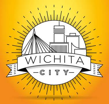 Minimal Wichita Linear City Skyline with Typographic Design
