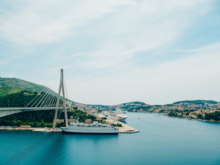 Cruise ships near the bridge in Dubrovnik, Croatia.