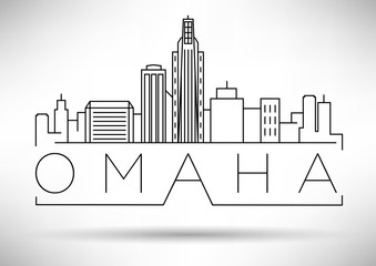 Minimal Omaha Linear City Skyline with Typographic Design - obrazy, fototapety, plakaty