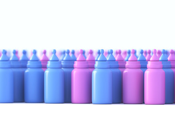 Infinite baby bottles background, original 3d rendering