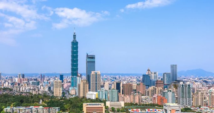 4K timelapse of financial district in city of Taipei, Taiwan