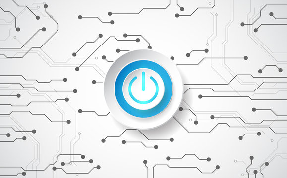 Abstract digital technology power button. vector background