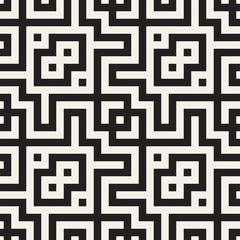 Maze Tangled Lines Contemporary Graphic. Abstract Geometric Background Design. Vector Seamless Pattern.