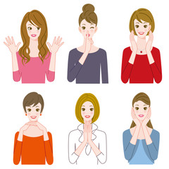 女性　表情　複数　喜び