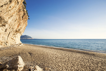 Views of sunrise in Cala Luna beach, Ogliastra, Sardinia