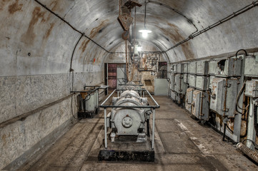old generator in an abandoned military bunker