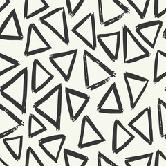 Hand Drawn Seamless Vector Pattern.Fresh and Imperfect Brushstrokes Triangles.Hand painted Ink textures - obrazy, fototapety, plakaty