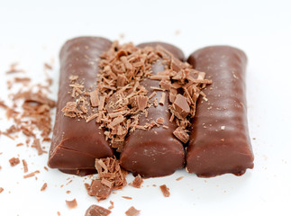 chocolate rolls on white