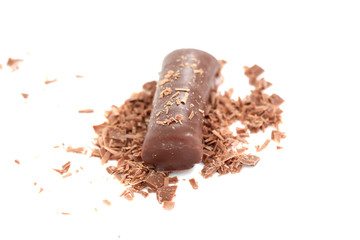 chocolate rolls on white