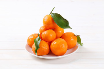 fresh tangerines with leaves