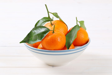 fresh tangerines with leaves