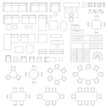 Furniture set icons for living room