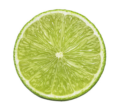 Lime half front isolated on white background