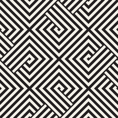 Repeating Geometric Stripes Tiling. Vector Seamless Monochrome Pattern