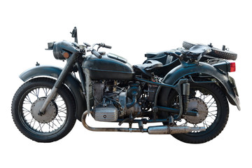 Fototapeta na wymiar Old and vintage motorcycle isolate on white background.